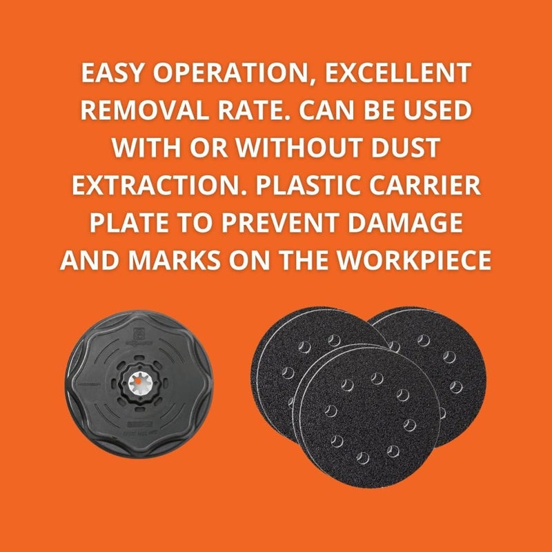 Fein Starlock Plus Round Sanding Set with Hook & Loop Attachment - Multi-Material Use, Perforated, 60, 80 and 180 Grit, 4-17/32" Edge Length - 63806195210 - Image 4